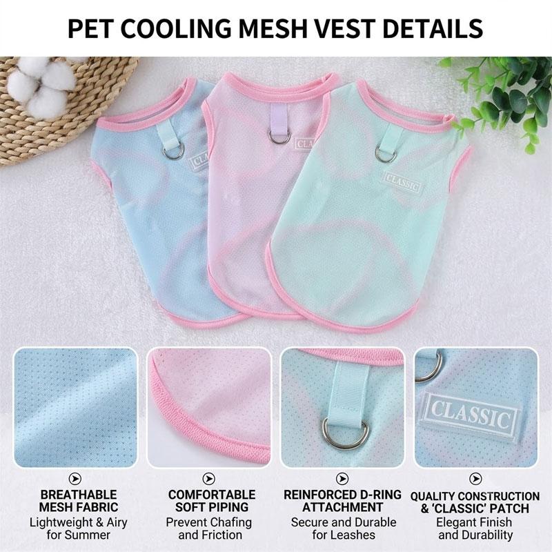 Breathable Mesh Pet Vest with D-ring Summer Cooling Dogs Cats Sleeveless Shirt Thin Puppy Vest for Small Medium Large DogsXS-4XL