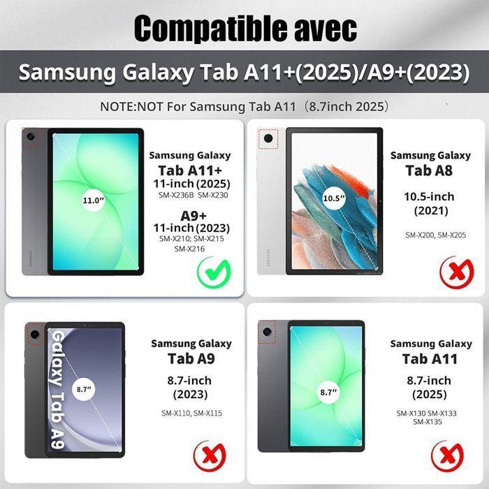 Coque + Verre Trempé pour Samsung Galaxy Tab A11 Plus / A9 Plus, Cuir PU Vert Motif Pissenlit