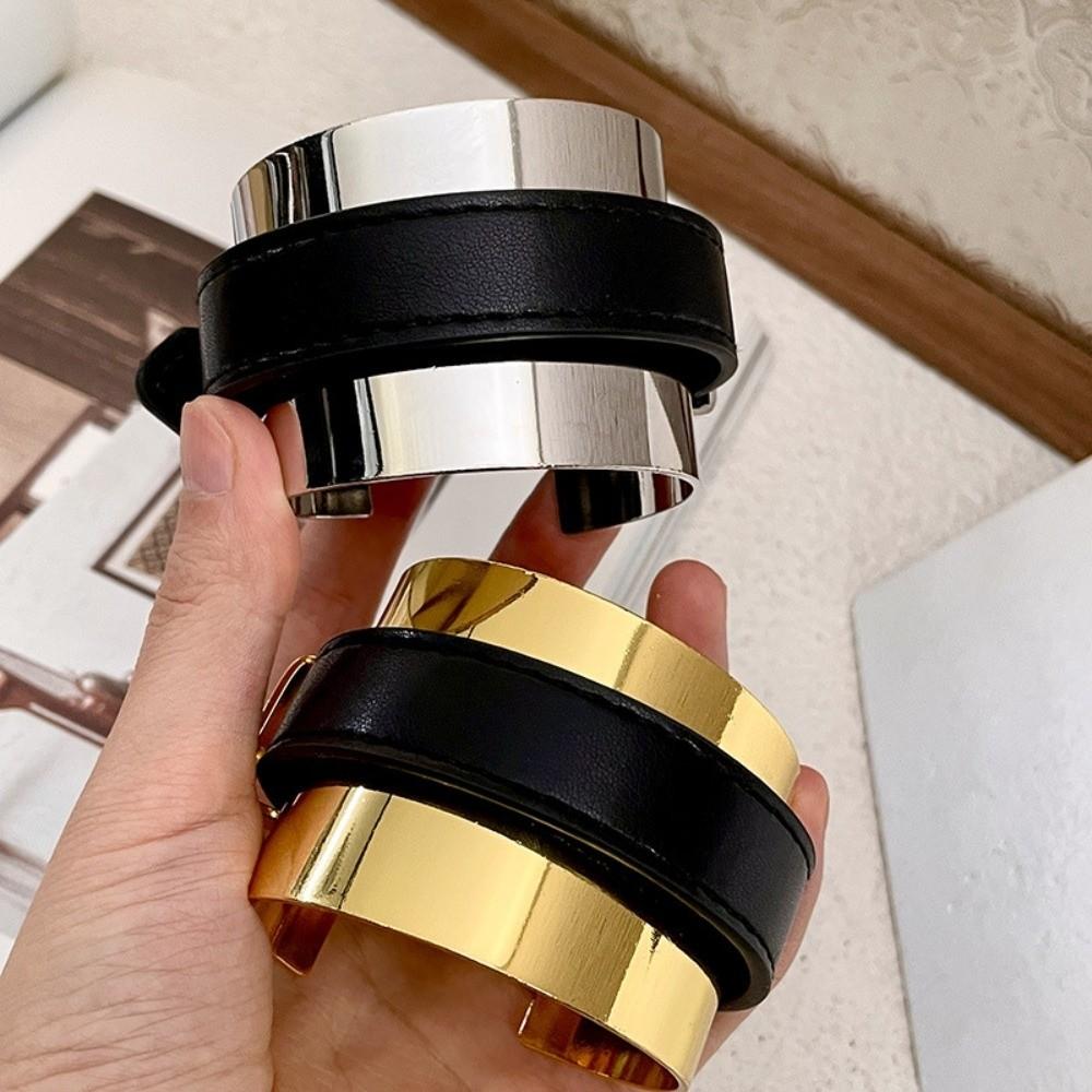Золотая Пряжка для Ремень Кожаный Браслет Наруч на Руку Женский Открытый Браслет Фестивальные Подарки