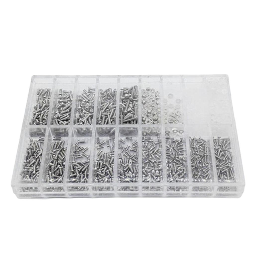 Набор для ремонта очков 1000 шт. с винтами, гайками, болтами и шайбами для солнцезащитных очков, часов, ювелирных изделий и электроники