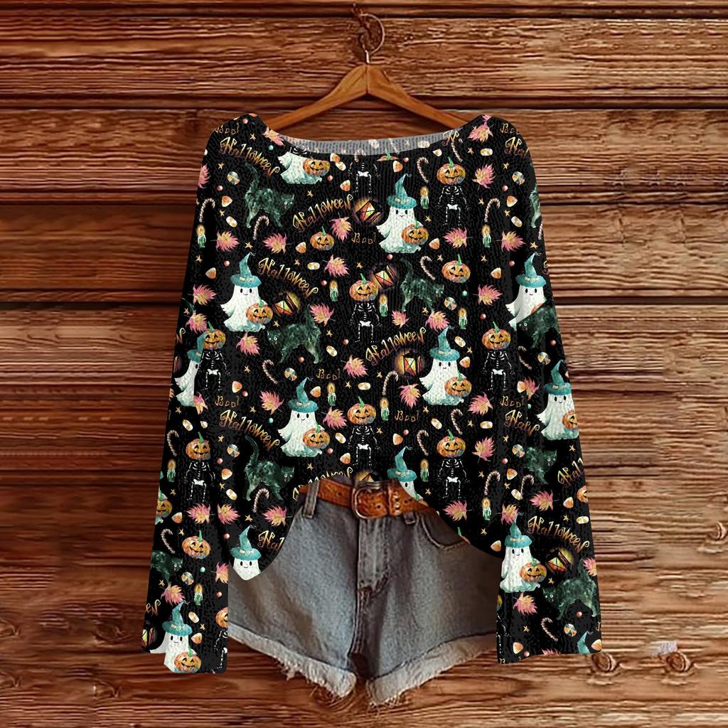 Женские осенние свитера с длинным рукавом, топы с принтом, пуловеры, свободная нарядная повседневная базовая одежда