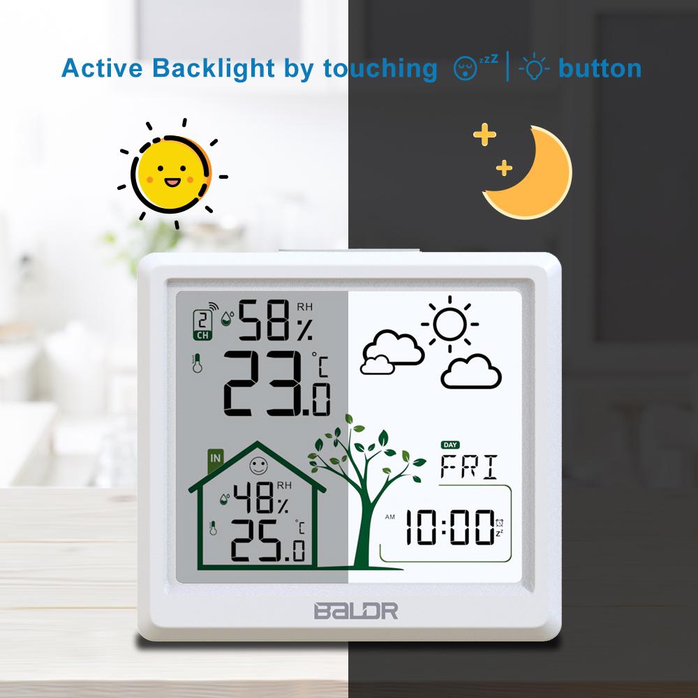 Baldr 4.9" Smart Digital Thermometer Hygrometer Weather Station Alarm Clock Comfort Tips Frosting Point Wireless Forecast Sensor