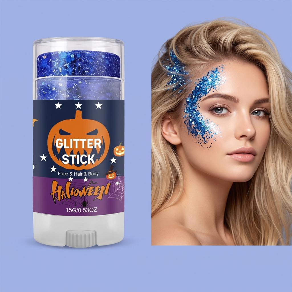 Halloween Glitter Stick Natural Shimmer for Face and Body, Blue