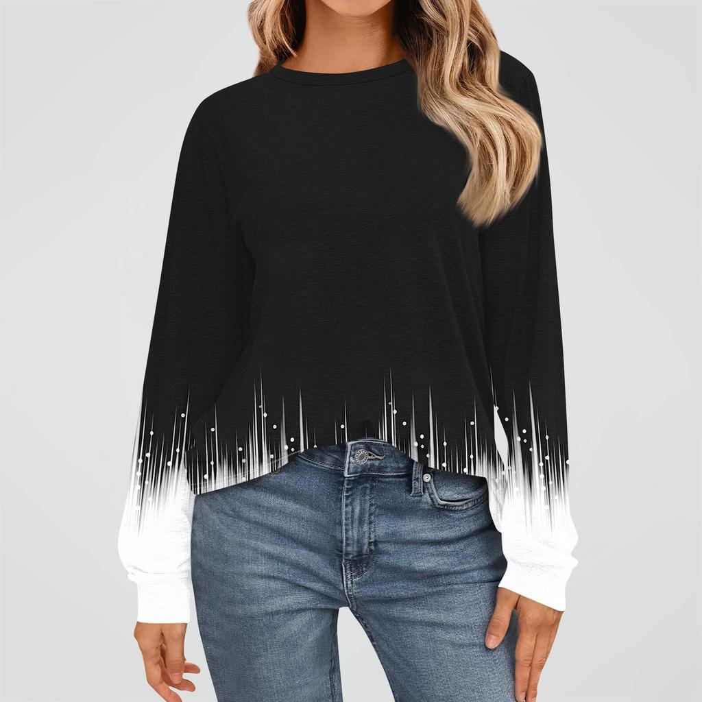 Women's Fashion Long Sleeve Shirts Loose Fitted Crewneck Basic Tops Casual Outfits