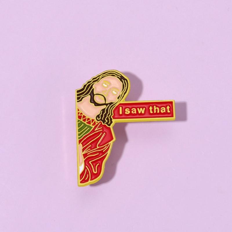 I Saw That Pins Backpack Funny Jesus Brooch Pins Clothes Brooch Schoolbag Accessories Badges Jewelry Gift for Women Men