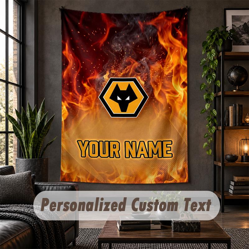Wall Tapestry Wolverhampton Wanderers Football Print Custom Name Text Wall Hanging Home Decor