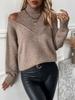 European-American Women's Off-Shoulder Ribbed Knit Sweater - Autumn/Winter Casual Fashion with Half-High Collar Solid Color Design.