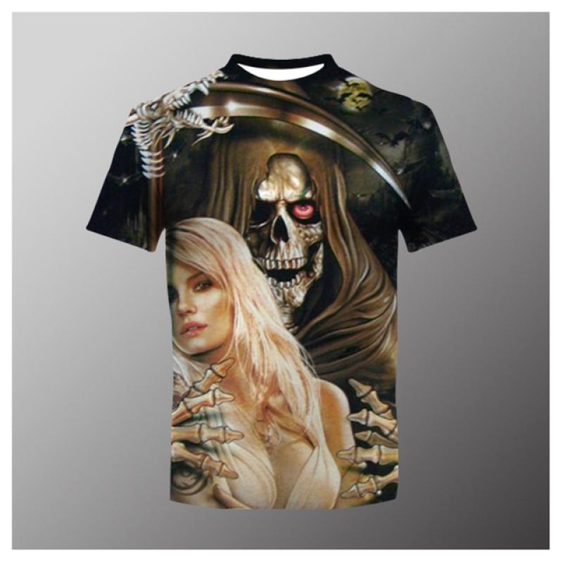 Summer Horror Skull 3D Print Men's T-Shirt Loose O-Neck Short Sleeve Skull Street Rock Hip Hop Top and T-shirt Men's Clothing 6XL