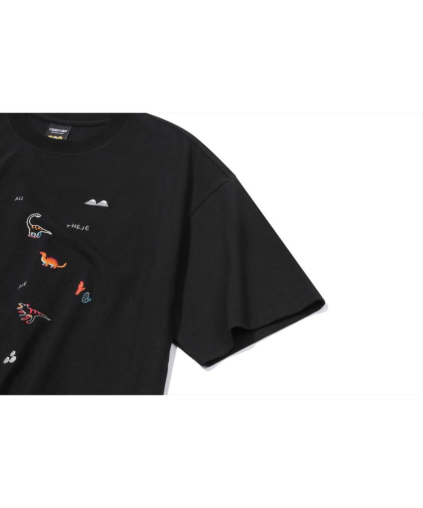 CPGN STUDIO Футболка с вышивкой Dino Stitch, короткий рукав, черная
