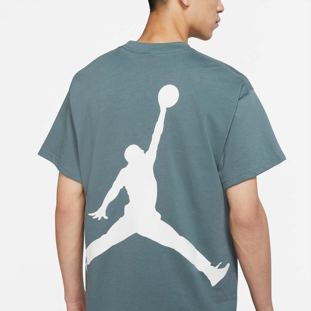 Jordan T Shirts Men's Green Crew Neck Moderate Straight Fit (Unisex) T-Shirts DQ4960 387