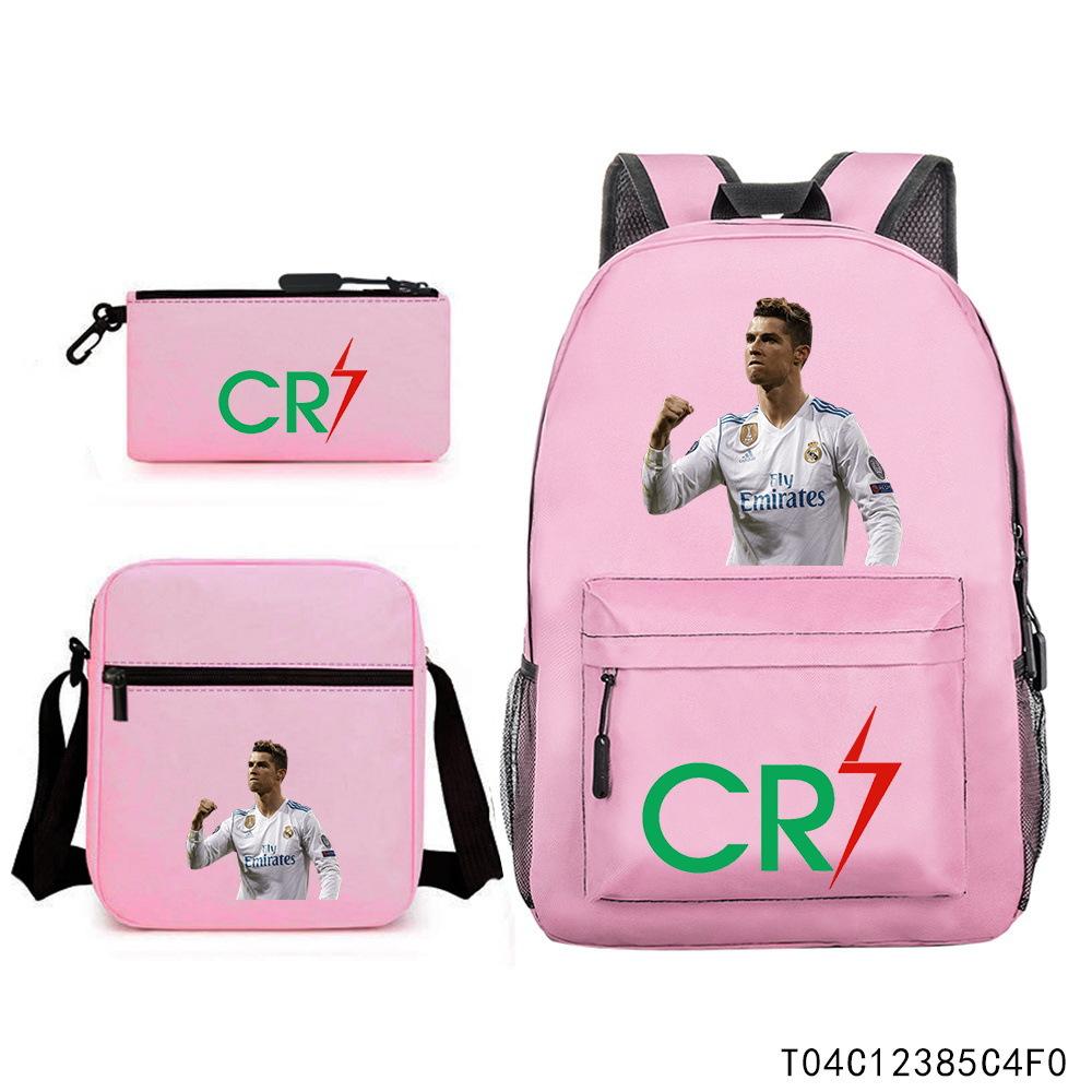 Luo Qixing Three-Piece Schoolbag, Male And Female Students Leisure Bag, Printed Large-Capacity Outdoor Backpack