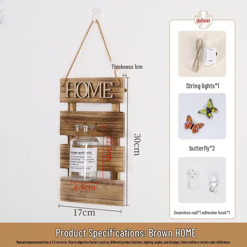 Handcrafted Wooden Wall-Mounted Hydroponic Glass Vase for Bedroom and Living Room Decor