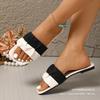 Large Size Open-toed Low-heeled Slippers Women's 2025 Summer New Fashion European and American Pleated One-character Sandals