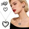 Rhinestone Heart Jewelry Overlapping Hearts Set Black White Necklace