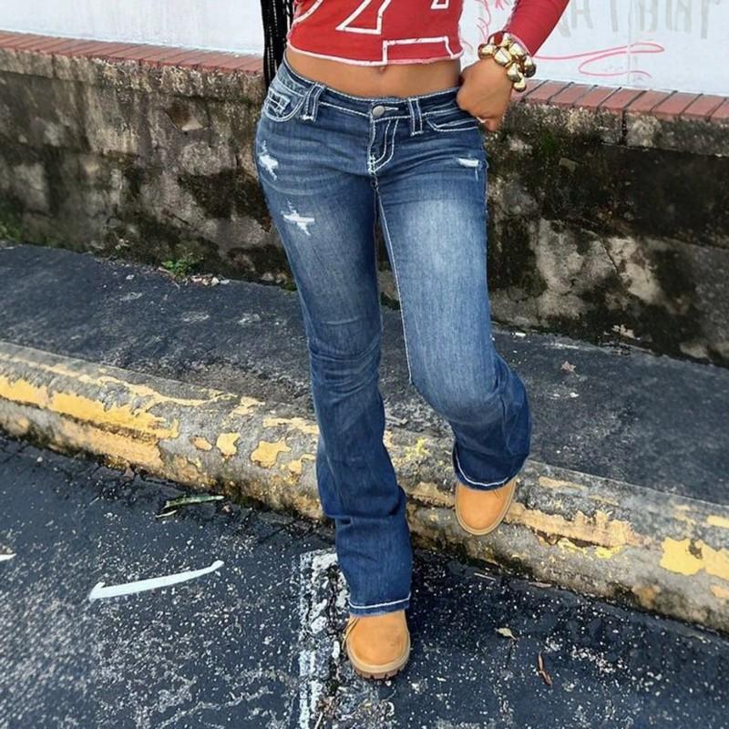 2026 Womens Fashion Denim Flare Pants Versatile Street Style Jeans