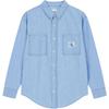 Solid Color Oversized Denim Long Sleeve Shirt Women Tops Light-Blue J224343-1AA