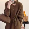 Sweater for Women Autumn Winter Thickened Tapered Waist Warm Knitted Stretchy Long Sleeve High-neck Oversize Tops