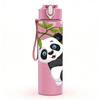 1PC Bamboo Eating Panda Pattern 750ml Color Plastic Sports Water Bottle Leakproof Flip Straw Lid Suitable for Sports Office Home Use
