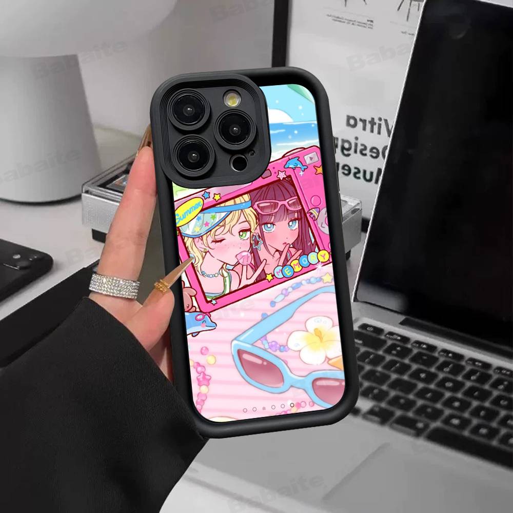 Модный Чехол для Телефона в Стиле Гяру для IPhone 11 12 13 16 15 17 14 Pro Max Мягкий Силиконовый Чехол Funda