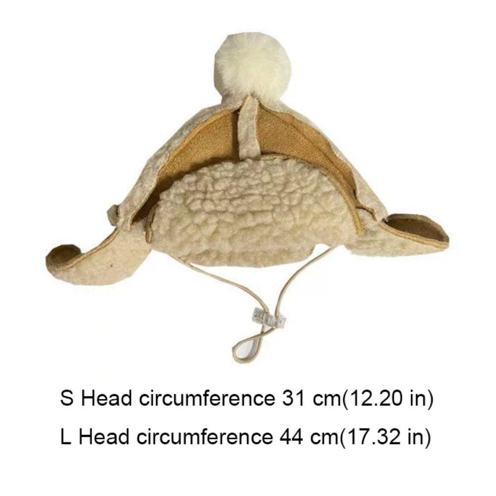 Fashion Warm Cat Flying Hat Windproof with Ear Hole Fluffy Dog Hat Lamb Fur Pet Headwear Photograph