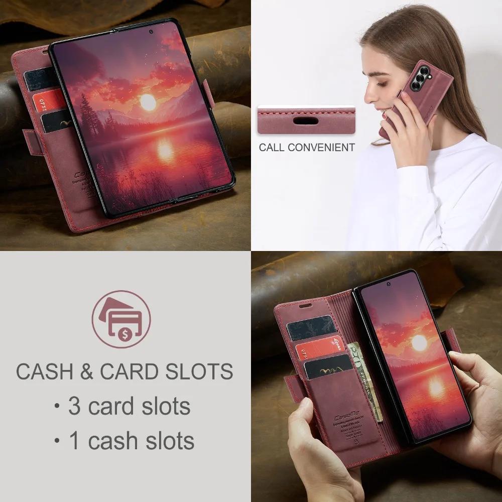 Для Samsung Galaxy Z Fold 7 5G 2026 Чехол-книжка Кожаный Кошелек для карт Чехол-книга Samsung Z Fold7 Чехол Z Fold7 Fold 6 5 4 Магнитная Крышка