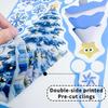 Праздничные сине-белые рождественские наклейки на окна со снеговиком и снежинками
