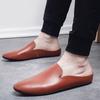 Outdoor Men Leather Comfortable Half Shoes for Men Slide Slipper Brand Designer Italian Mens Casual Shoes Hot Sale 2024 New