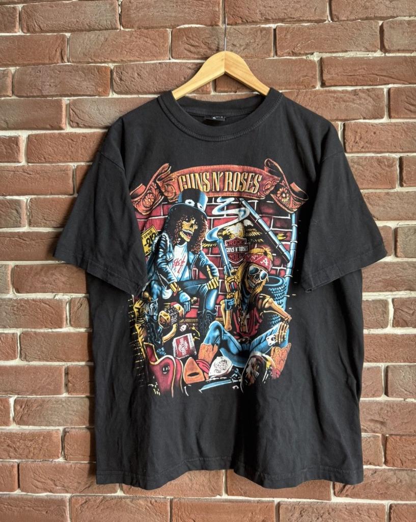 Rare Vintage Guns n Roses Skeleton Skull Motorcycles Rock Band Tee 90s Unisex T-Shirt