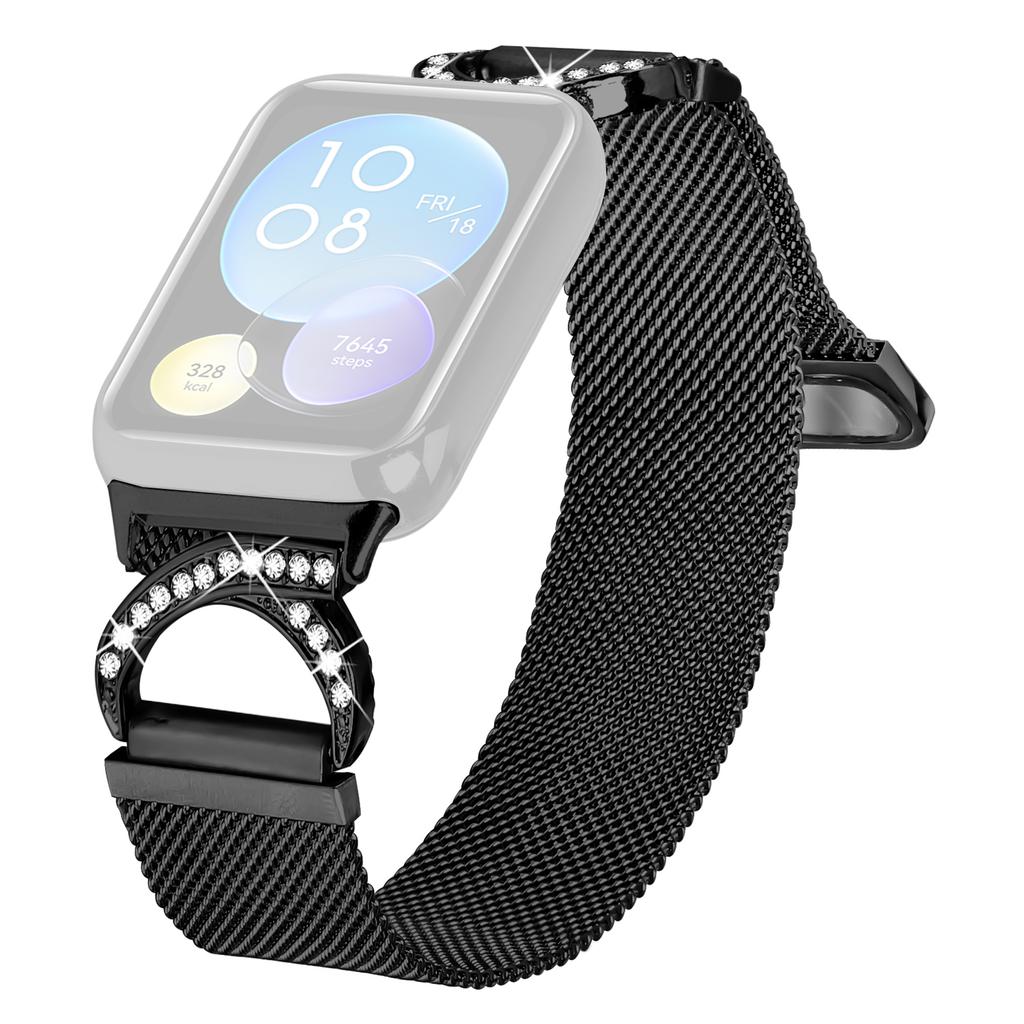 For Xiaomi Smart Band 8 Pro Watch Band Milanese Metal Strap Rhinestone Decor