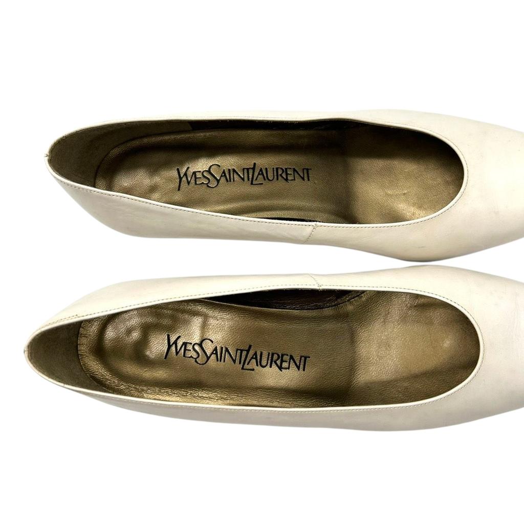 Туфли-лодочки YVES SAINT LAURENT из кожи цвета слоновой кости для женщин