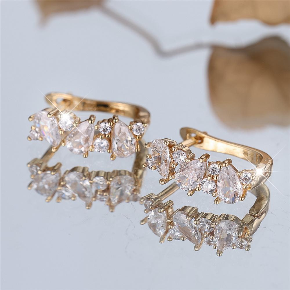 1 пара серег-колец с каплями воды из белого циркония для женщин, модные золотые свадебные украшения