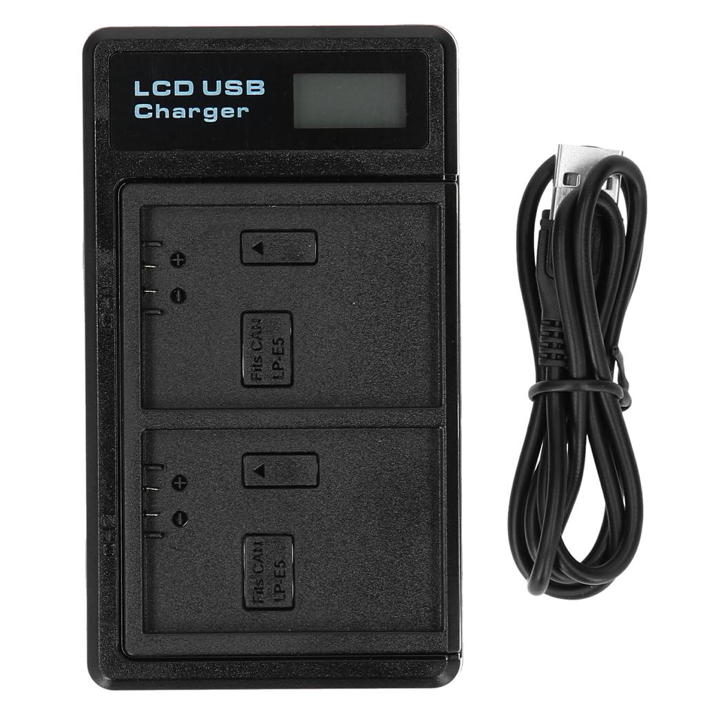 Plastic Battery Charger with LCD Display Camera Battery Double Charging for LPE5