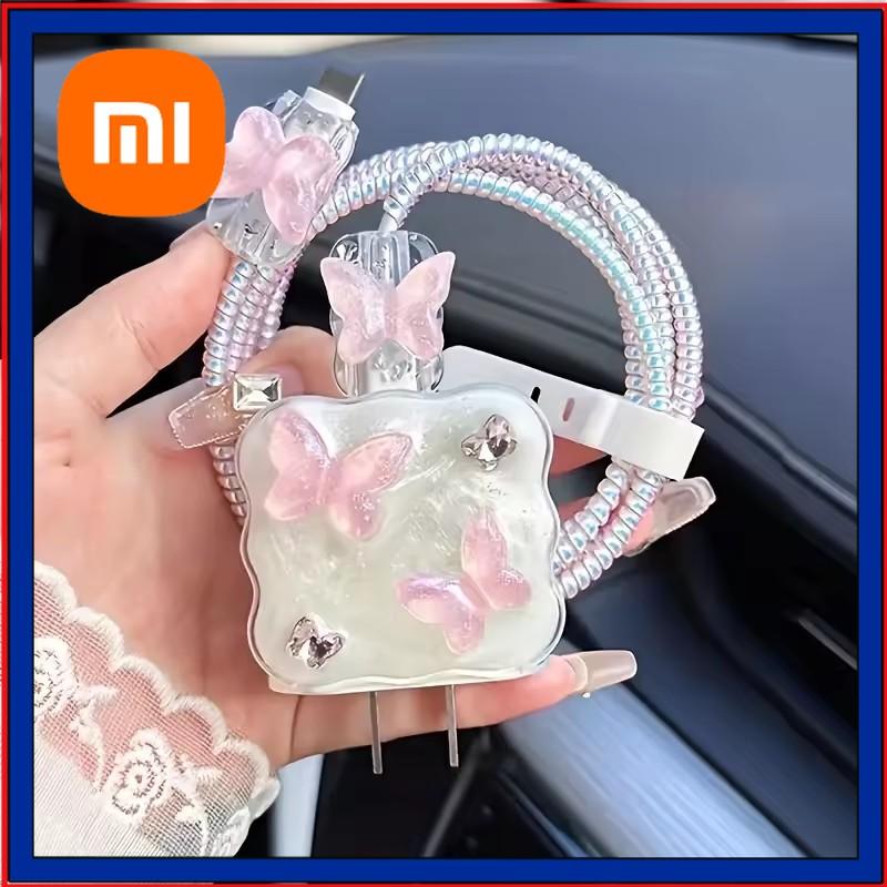 Xiaomi 5pcs/1set Butterfly Charger Protective Case For iPhone 18W/20W Fast Charging Cable Data Anti-break Charger Protective Rope