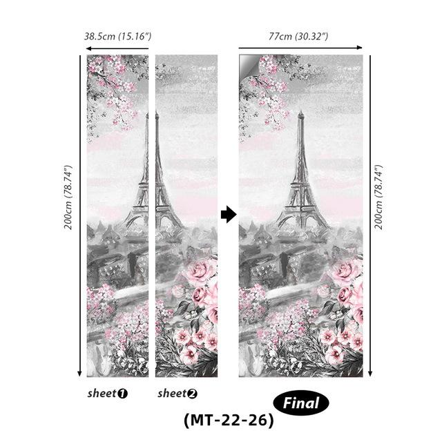PVC Full Door Stickers Wall Decoration Bedroom Kids Room Cartoon 3D Wallpaper Abstract Line Wardrobe Home Renovation Art Murals