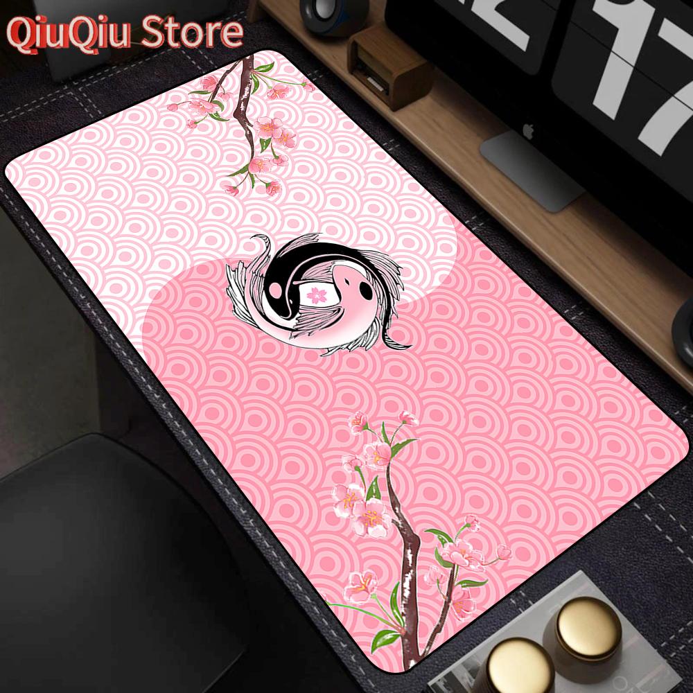 Large Mouse Pad Yin-yang Fish HD Black & White Sakura Computer Office Table Pc Gaming Non-slip Japanese Kawaii Desk Accessories