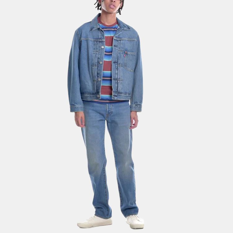 Levis однотонная джинсовая куртка с длинным рукавом на пуговицах, мужские куртки синего цвета A3174-0004