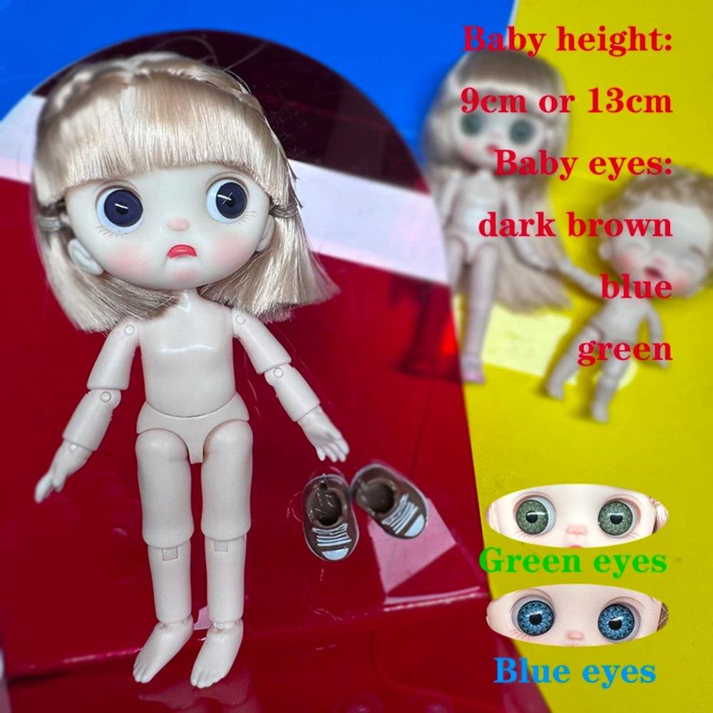 Милая Мини кукла BJD Девочка Мальчик Лысая голова Ob11 1/12 Голая DIY Игрушки Ручной работы Куклы Полное тело Зеленые Синие глаза Арт Кукла Аксессуары Искусство