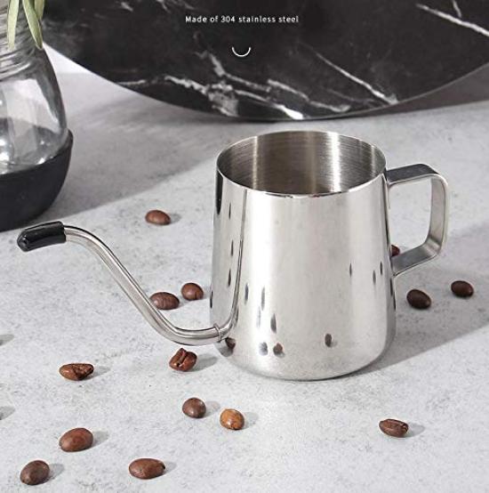 FAROL Coffee Pot, Stainless Steel, Silver, Narrow-Mouth Gooseneck, Commercial Use (Silver, 250ml)