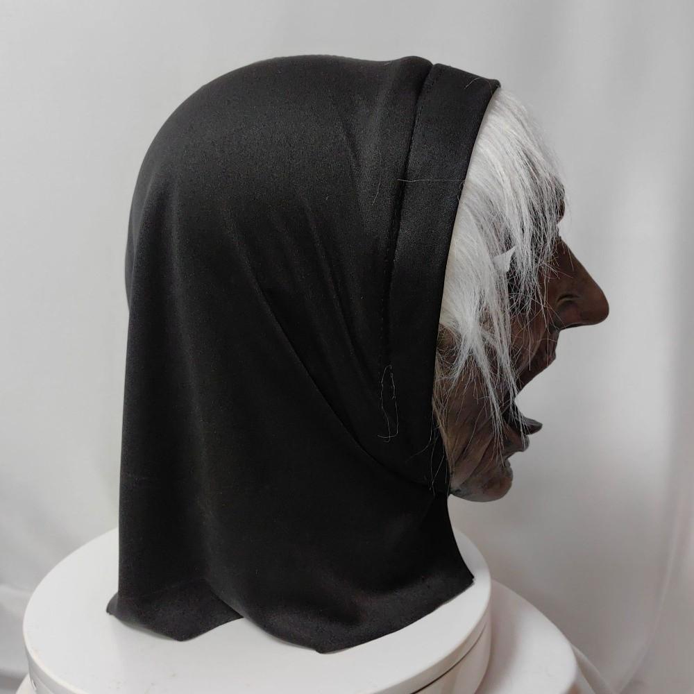 Creative Black Tongue Halloween Ghost Witch Mask Latex Dress Up White-haired Witch Mask 3D Realistic Party Cosplay Props Unisex