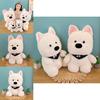 Adorable Scarf White Dog Plush Toy Soft Stuffed Animal For Gifts And Events