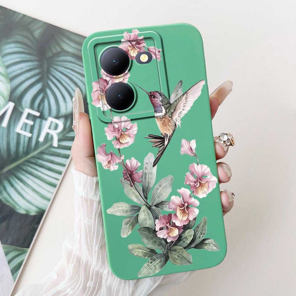 For Vivo Y36 5G V2248 Case For Vivo Y27 5G V2302 Cover Silicone Luxury Fashion Flowers Kawaii Cute Cat Funny Phone Case Bumper