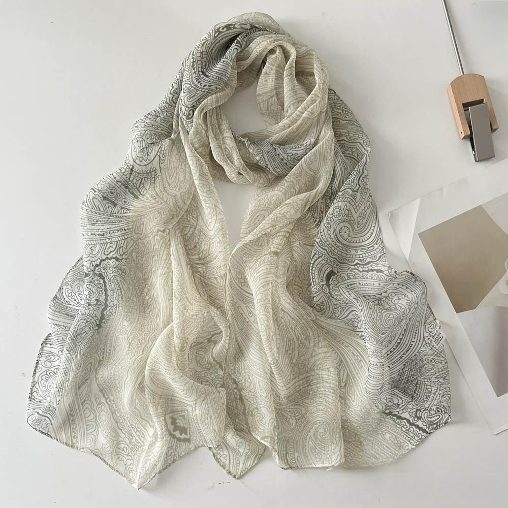 Sunscreen Silk Scarf Seaside Beach Towel Long Ladies Silk Scarf Lotus Pond Moonlight Thin Silk Scarf