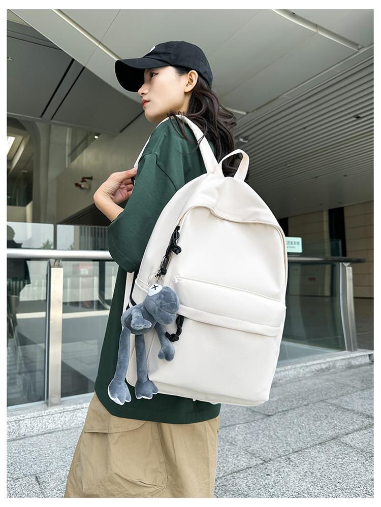 Schoolbag solid color series schoolbag, Japanese style INS black casual simple versatile college student backpack, boys' and girls' student backpack