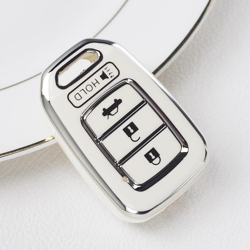 4 Button Soft TPU Car Key Cover Case FOB Shell for Honda Accord 2016 2017 Civic 2016 2017 2018 2019 Remote Keyless Bag Protector Accessories