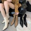 Autumn Women's High Heel Pointed Head Ankle Boots New Winter Thin Heel Chelsea Boots for Shoes Dress Women D519