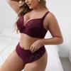 Big Size Women Bra Set Solid Color Floral Lace Full Cup Minimizer Bra Set Plus Size 38-48 D Cup Underwear Set Sexy Lingerie Women Thong Set