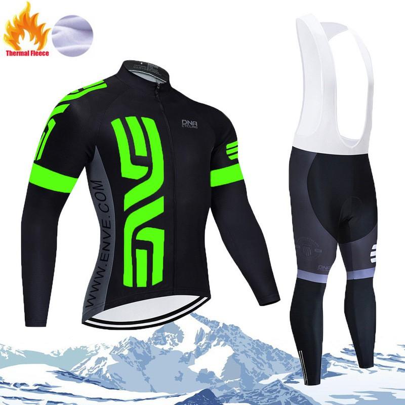 Winter Cycling Thermal Fleece Long Sleeve Set Men Women - Warm Breathable Bike Apparel