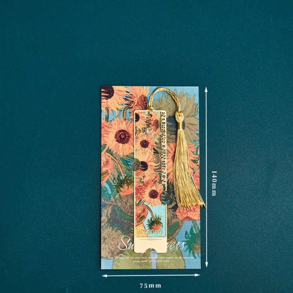 Painting Flower Metal Bookmark Hollow Literary Flower Pagination Mark  Student Gift