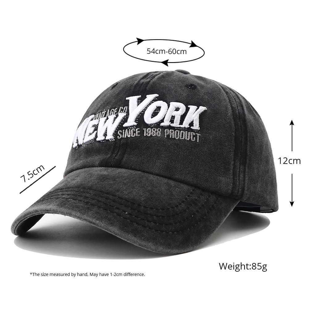 Ретро Бейсболка Snapback с вышивкой New York Винтажная стираная Бейсболки Весна Осень Регулируемая Хип-хоп Папа-кепки Для мужчин Женщин
