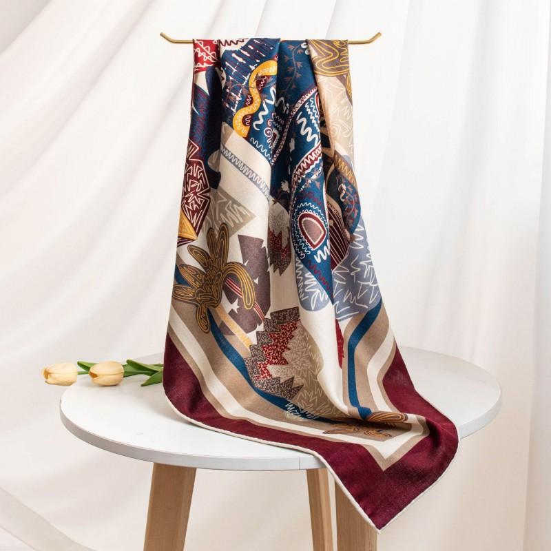 Paisley Old Money Silk Wool Scarf Womens Square Necktie